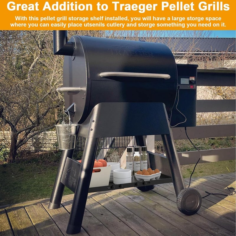 BBQ-PLUS Adjustable Grill Storage Shelf for Traeger Pro Series 22 and 575 Pellet Grills Accessories,Metal Bottom Shelf for Traeger Ironwood 650 to Add More Storage Space - Image 3